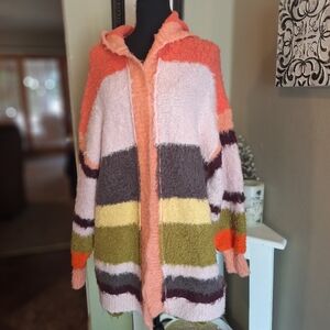 Free People Chunky Knit Dream Team Cardi Oversized Hooded XS